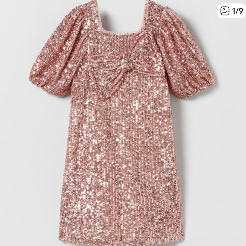 Zara Girls Sequin Bow Dress Size 9